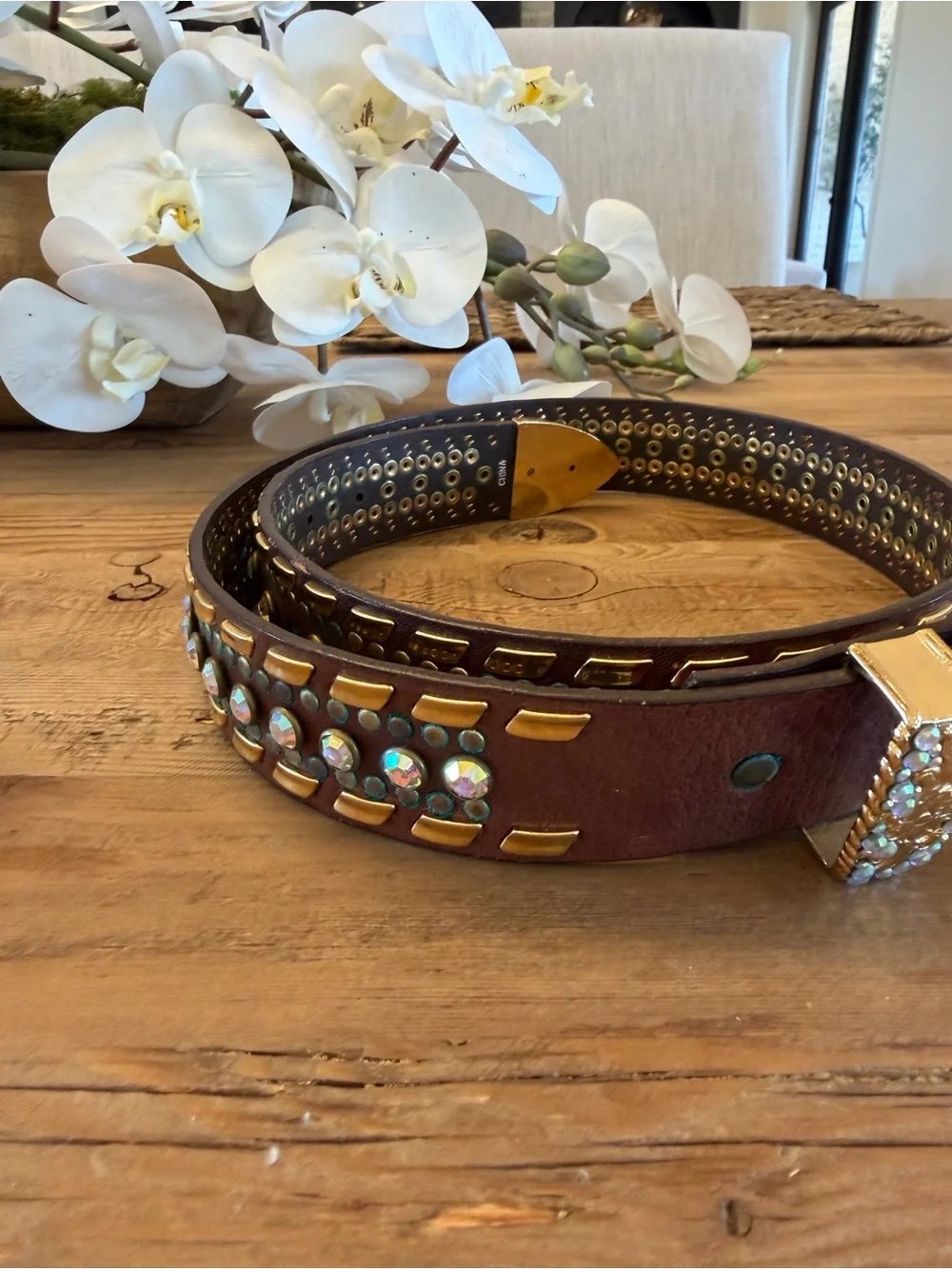 Nocona Leather Women's Belt Beautiful Rhinestones Bling Cowgirl Western Rodeo L